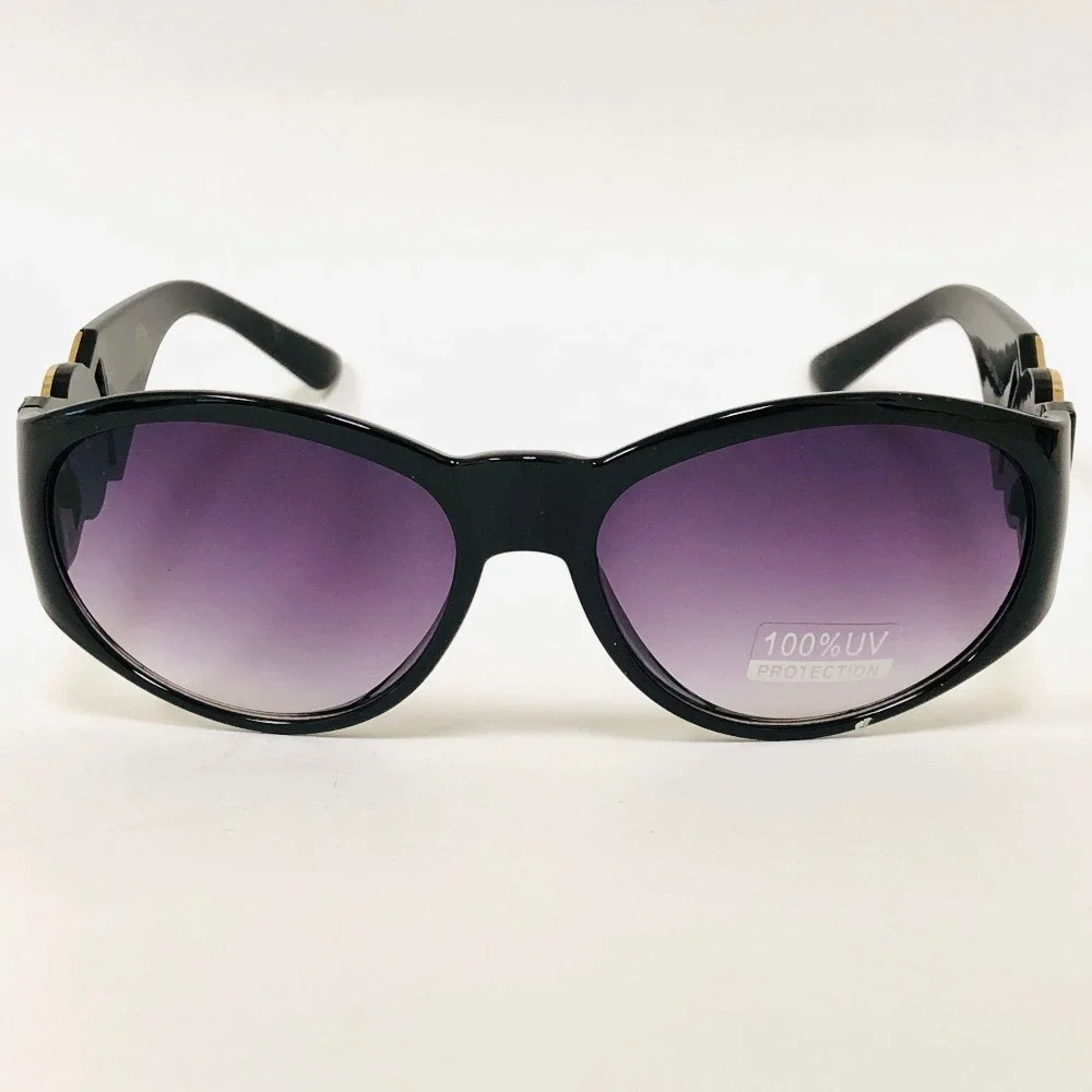 Hip Hop  Sunglasses  Black Lens Gold Accents‎ UV Protection Oval Street Wear New